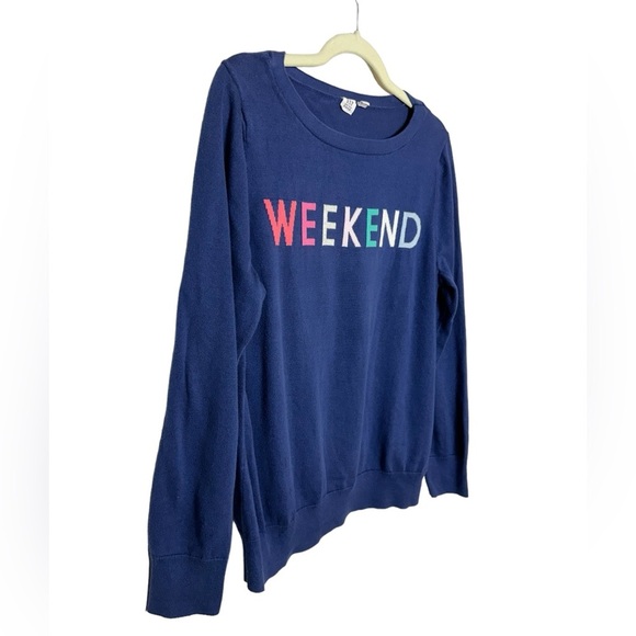 GAP Women's Blue Sweater with Multicolor 'WEEKEND' - Picture 6 of 8